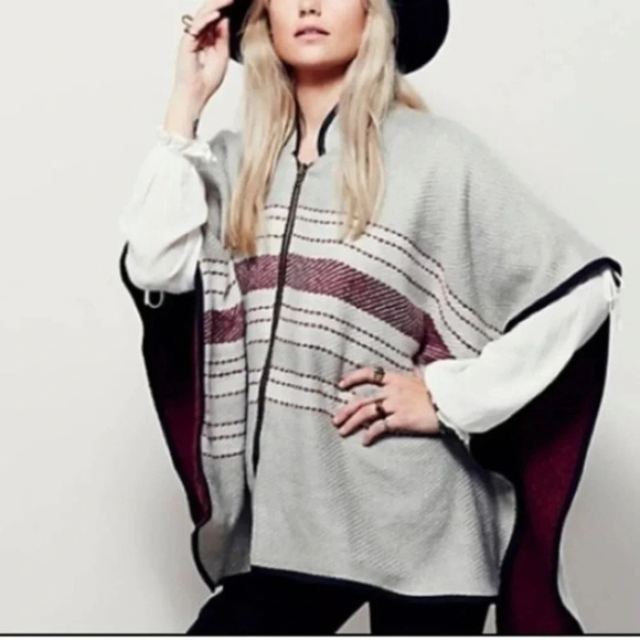 Free People | Boho Hippie Swept Away Zip-Up Ruana Cape Poncho Size O/S - Picture 1 of 10